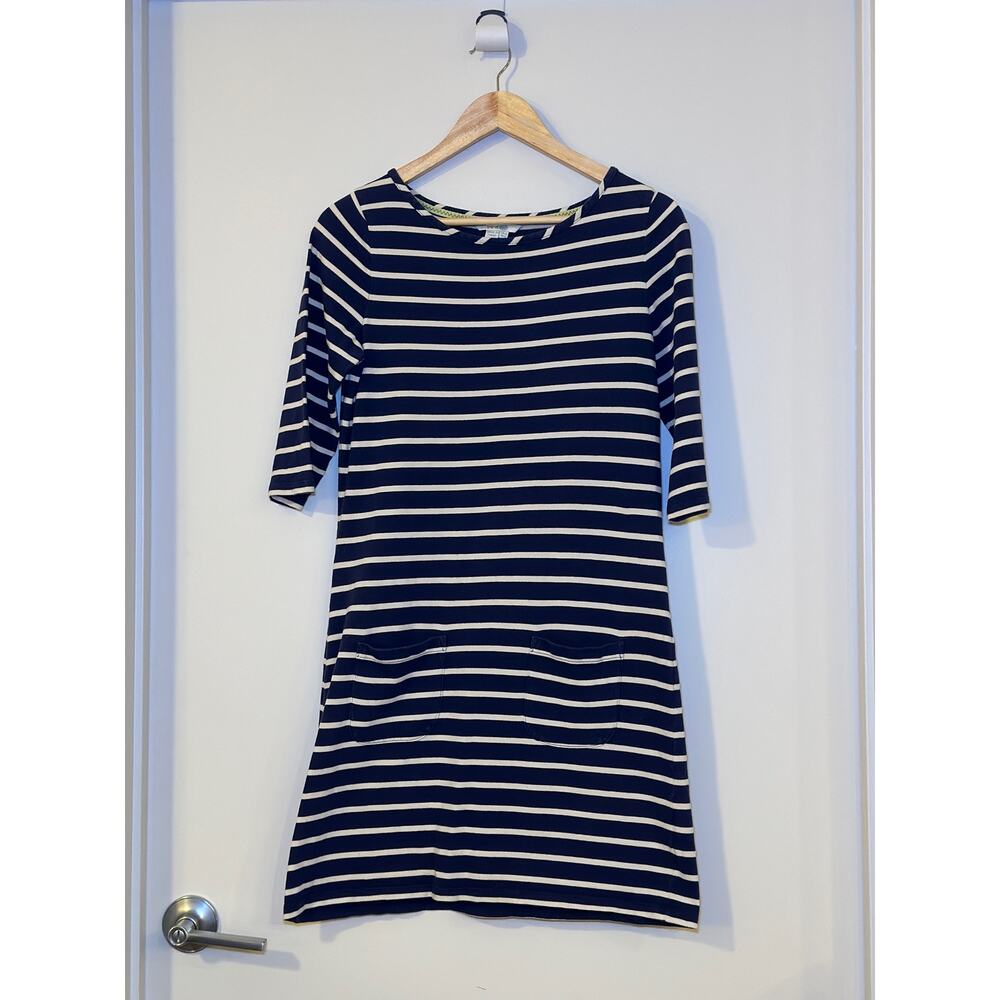 Boden Women's 6 Blue White Nautical Stripe Cotton Jersey Knit Sheath Dress